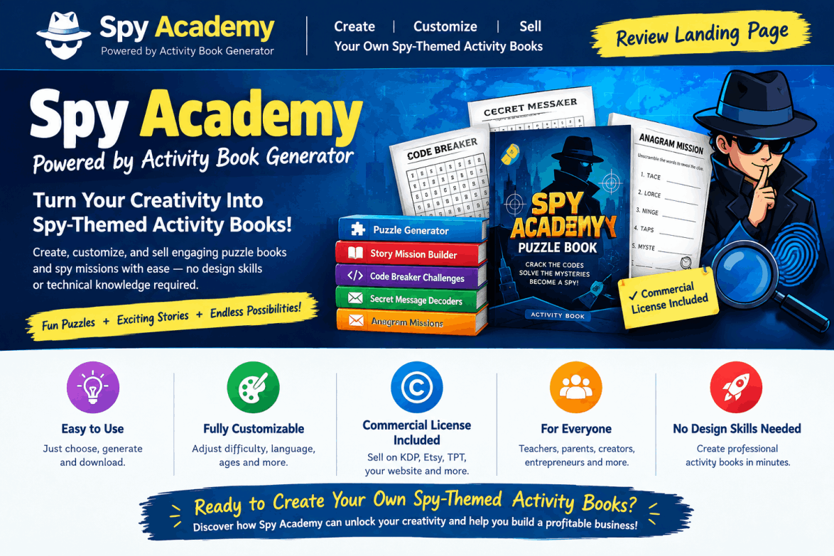 Spy Academy Powered by Activity Book Generator